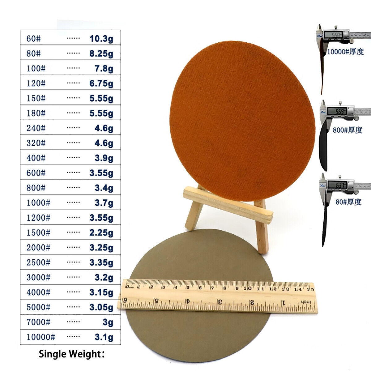 125mm）Hook Loop Sanding Discs 60 – 10000 Grit Wet Dry Sandpaper，Burnishing 5inch