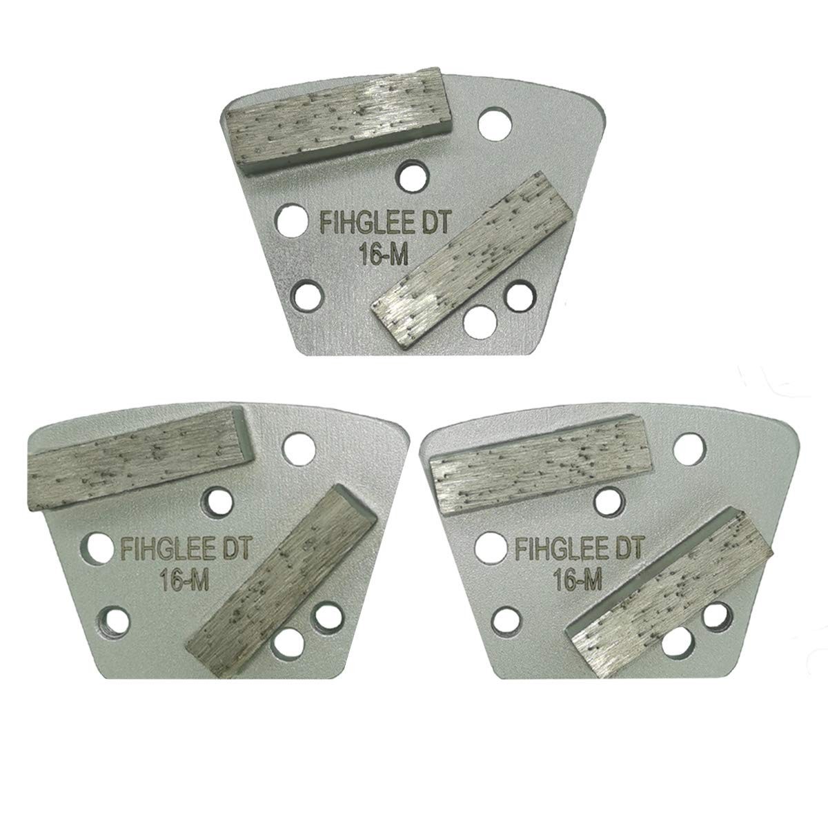 FINGLEE 3-Pack 16 Grit Trapezoid Diamond Grinding Discs 4 Concrete & Paint Floor