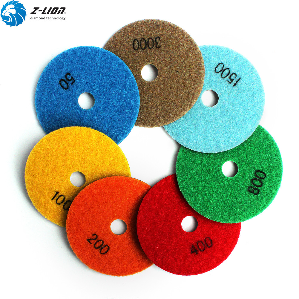 7Pcs 4” Dry Diamond Polishing Pads Resin Grinding Disc Granite Concrete Marble