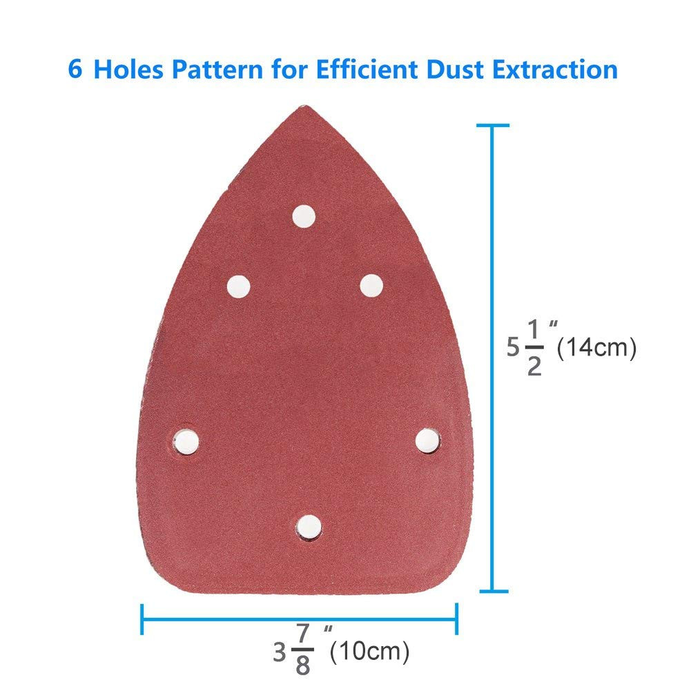 Mouse Sander Sandpaper, 70PCS, 6 Hole Triangle Sanding Pads for Ryobi Detail Pal