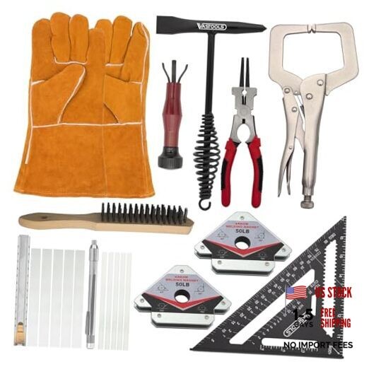 MIG Welding Tools,10pc,Chipping Hammer,Leather Welding Gloves,Speed