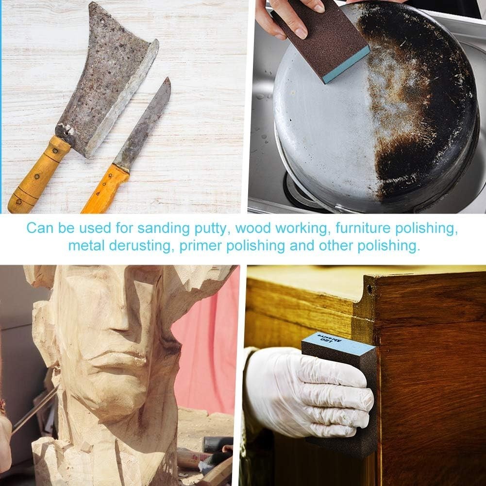 6 Pack Sanding Blocks – Dual-use Washable Sponges for Wood & Metal Finishing
