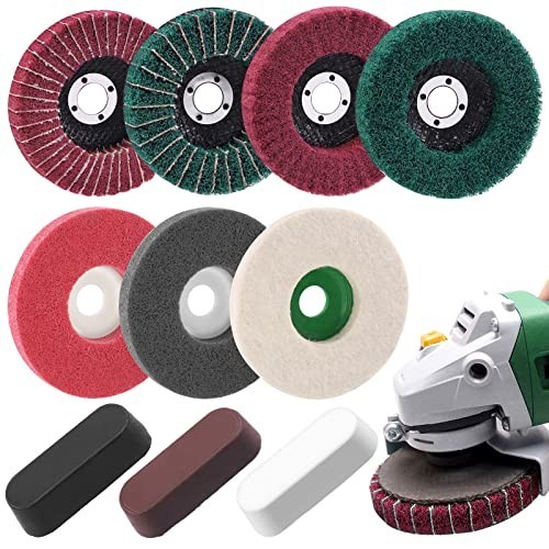 17 Pcs Polishing Buffer Wheels Set – Wool & Nylon Discs + 3 Compounds for Angle