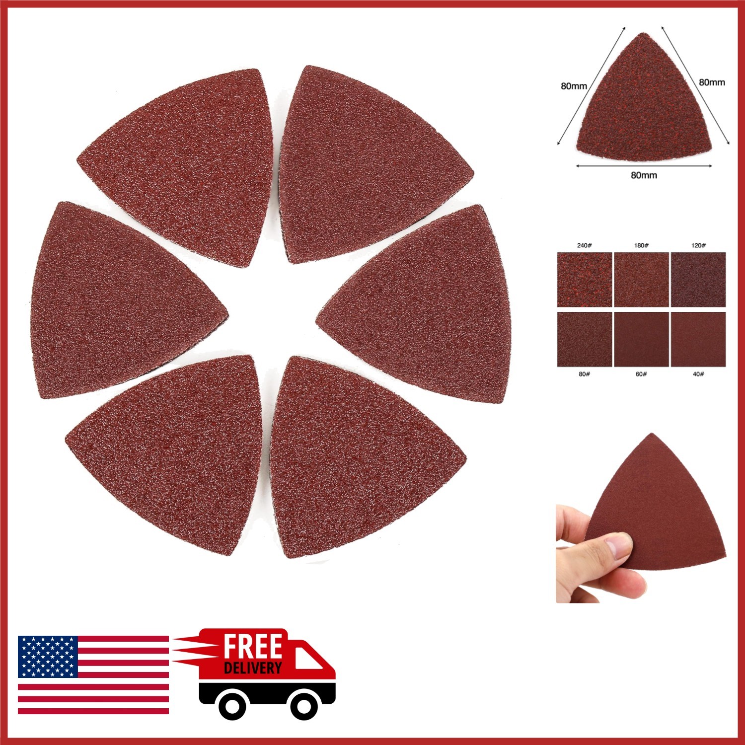 Sanding Pads 100pcs for 3-1/8 Inch Multi Tool Wood Metal Grit Variety