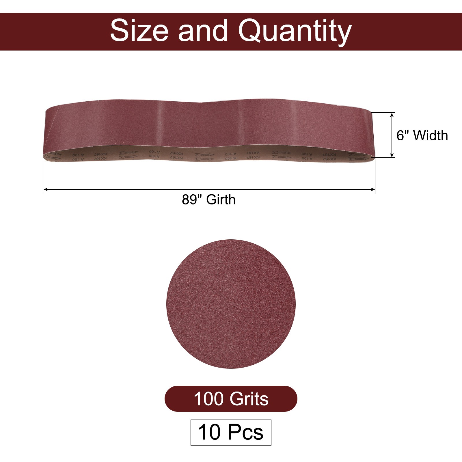 6″ x 89″ Sanding Belts 100 Grits Aluminum Oxide Abrasive Sander Belt,10pcs