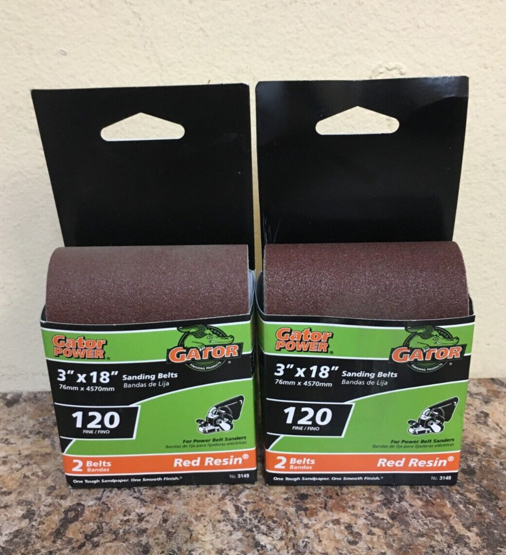 Gator 3149 3 in. X 18 in. Sanding Belt 120 Grit Fine 2 Pks of 2 Pcs.