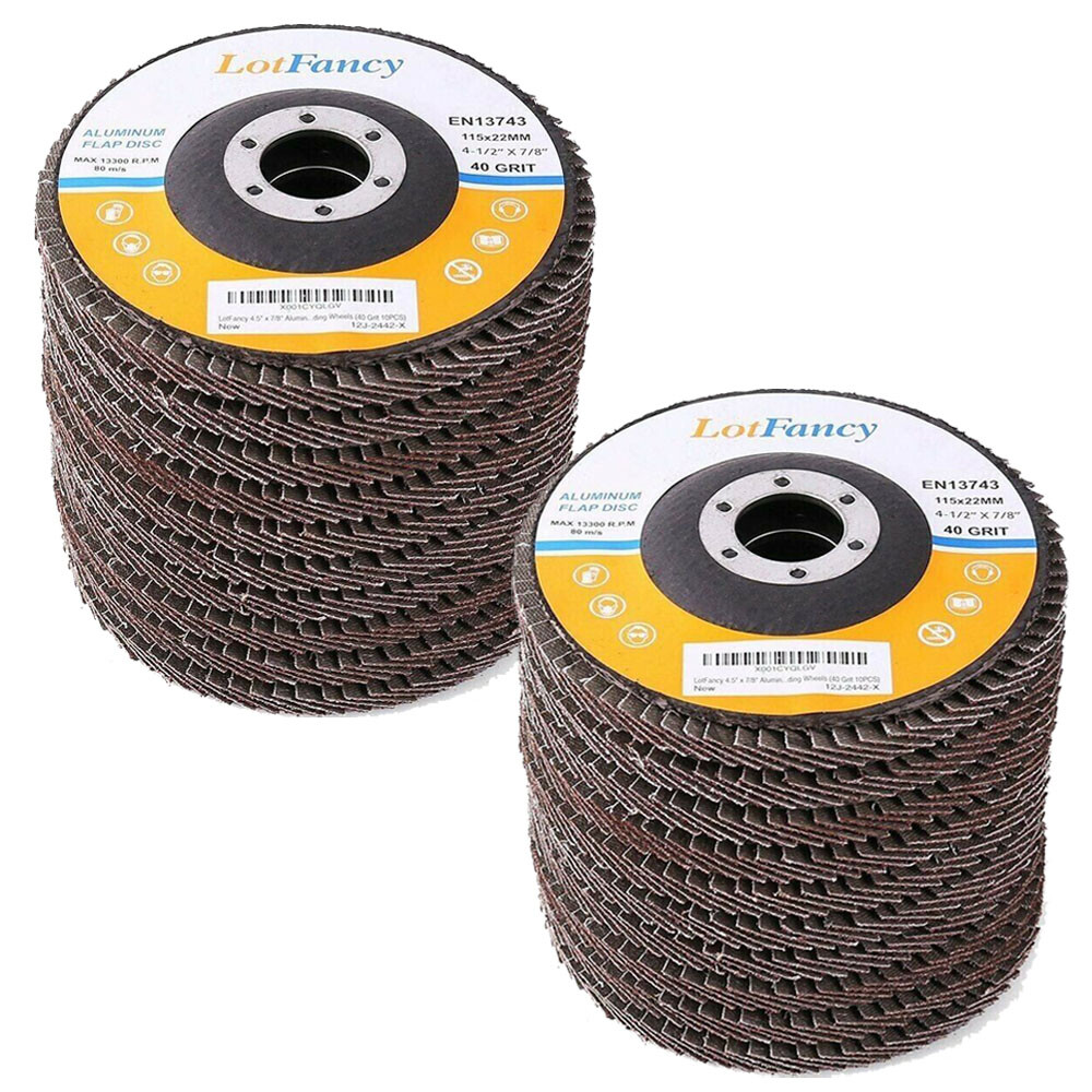 20 Packs 4.5″ 4-1/2 Flap Disc 40 Grit Angle Grinder Sanding Grinding Wheels Set