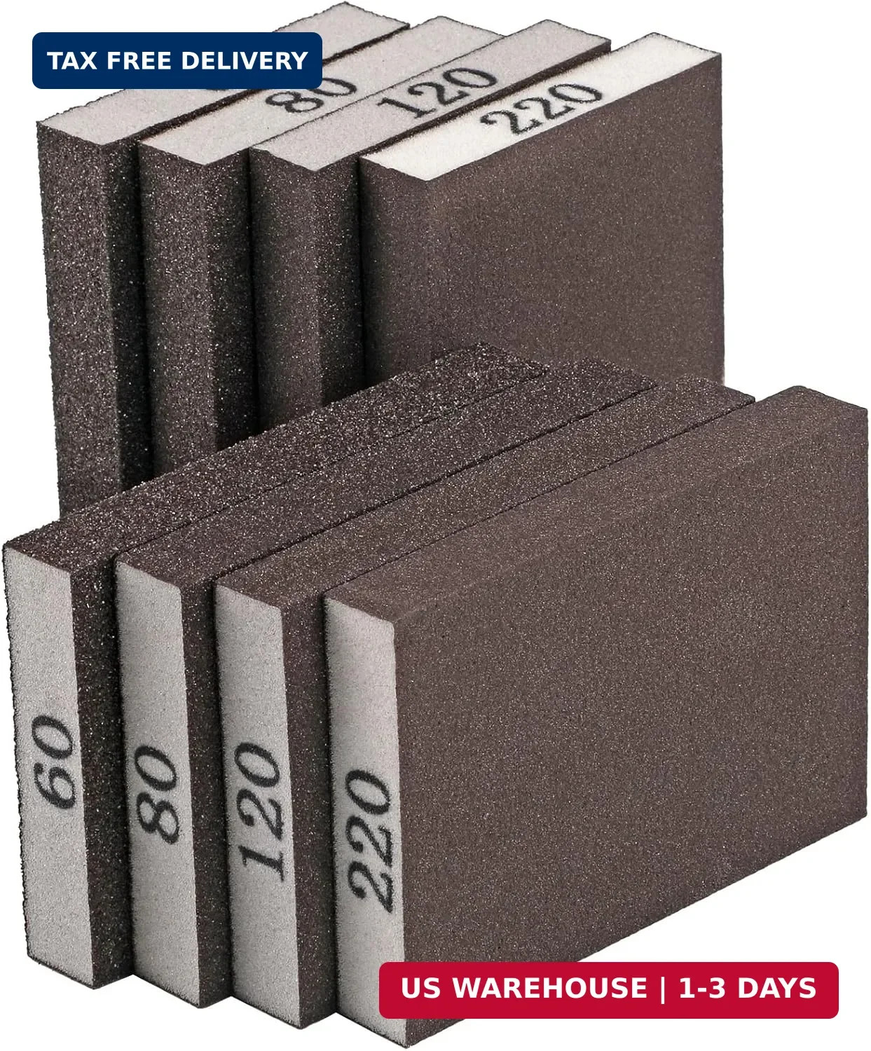 8 Pack Sanding Sponge Block, Wet Dry Sandpaper Sand Paper for Drywall Wood | 60/