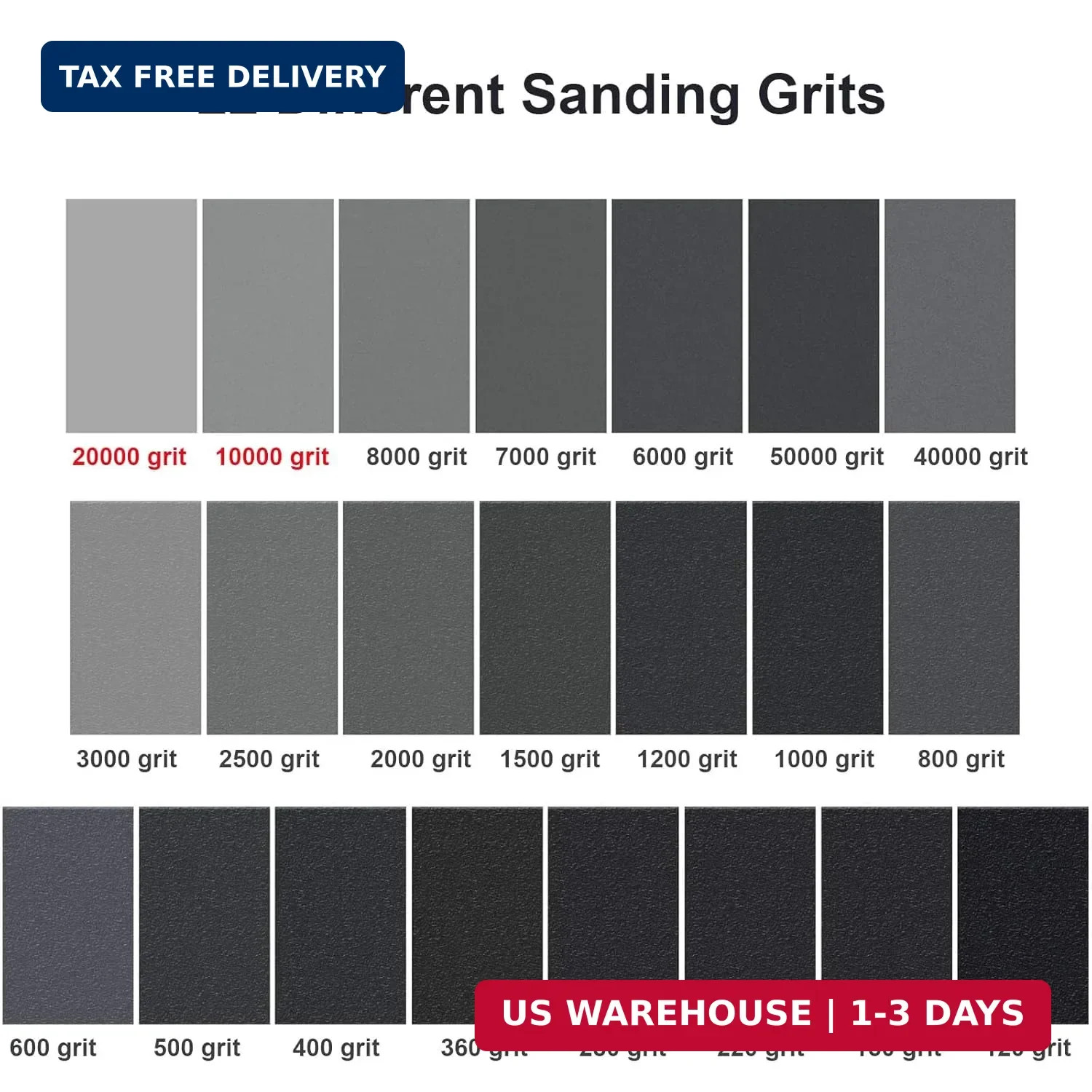 Extra Fine Sand Paper 120 to 20000 High Grit, 22 PCS Sandpaper Sheets with 3 Fin