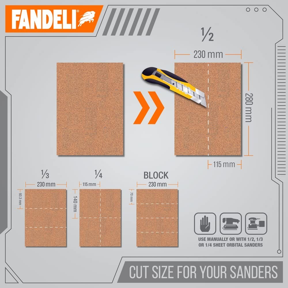 Multi-Purpose 220 Grit Sandpaper – 75 Sheets for Wood & Metal | Made in Mexico