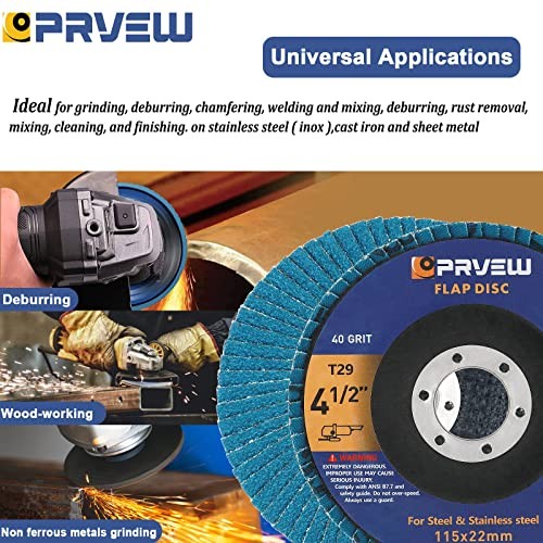 4 1/2″ Flap Discs – 5-Pack – 4.5″ x 7/8″ Premium 40/60/80/120 Grit Assorted