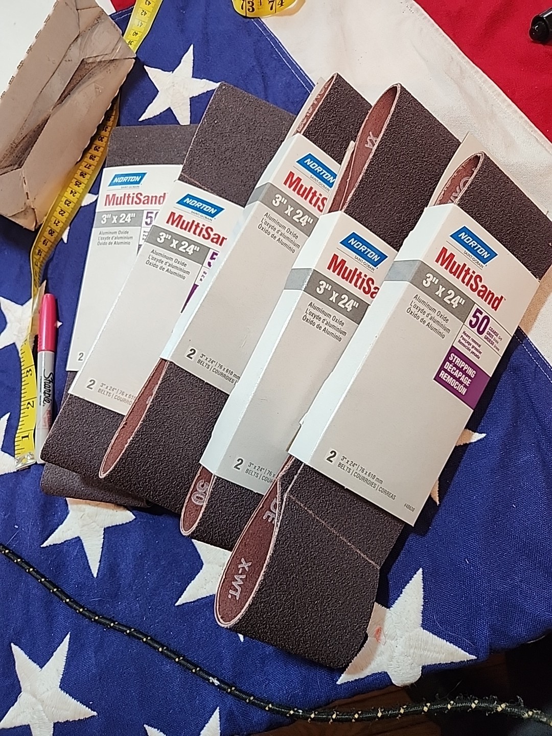 5 Pkg. Norton 48630 MultiSand Belt 3 in X 24 in 50 Grit Coarse, Alum. Oxide