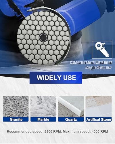 Dry Diamond Polishing Pads 4 Inch Set of 7 Pieces Plus Mixed Grits+Alu backer