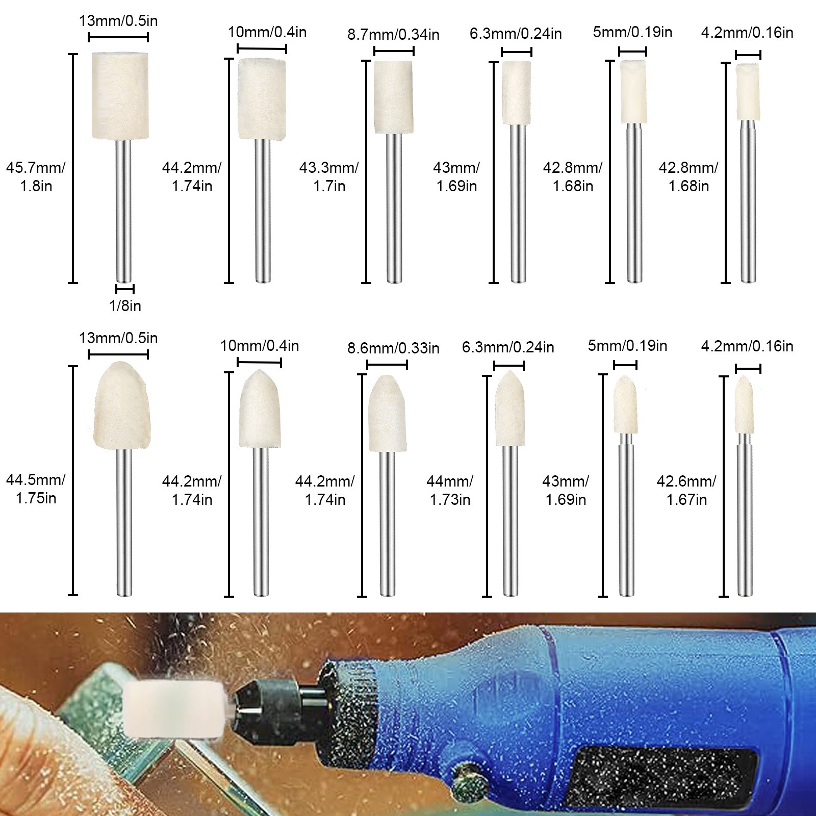 405x 1″80-10000Grit Wet Dry Sanding Disc+Drum Buffing Kit for Dremel Rotary Tool