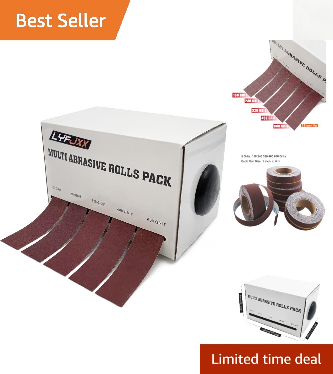 Durable 6M Emery Sandpaper Rolls – Versatile 5 Grits Collection for Wood & Metal