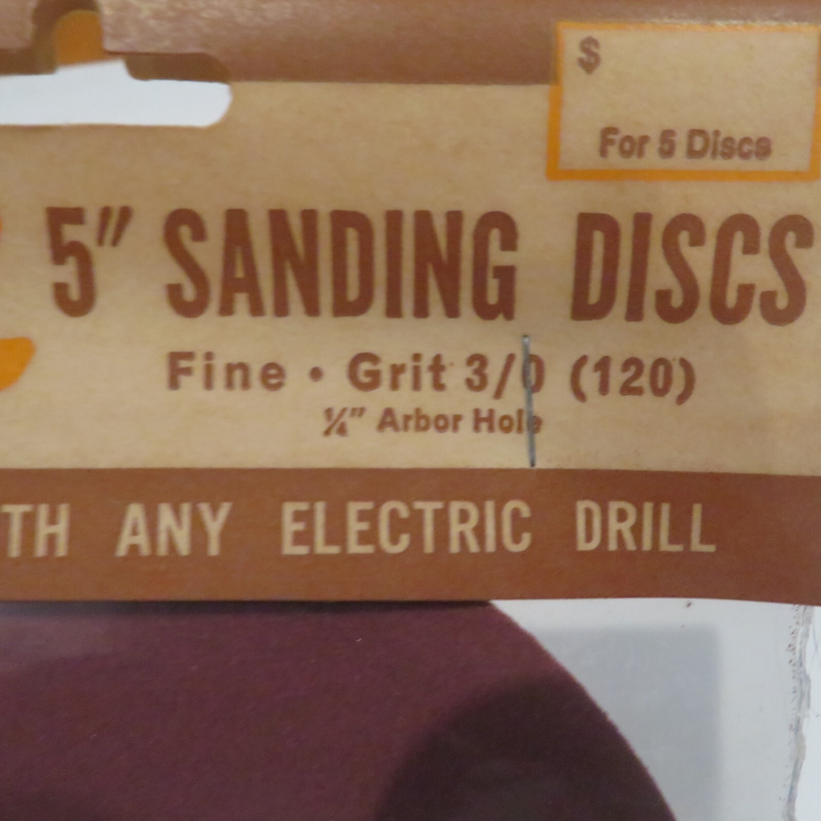 VTG SKIL 5″ Sanding Discs #3295 5 Pk Fine Grit Use w. Any Electric Drill NOS