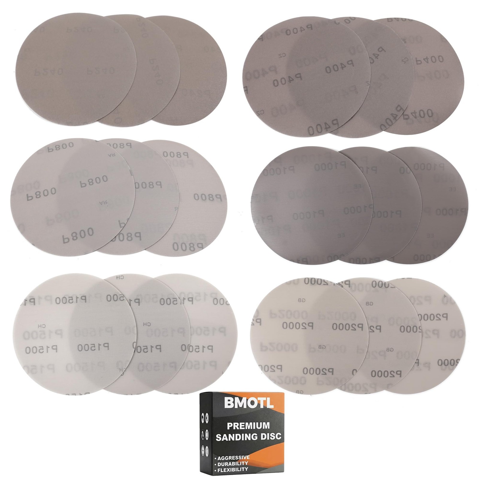 6 Inch Film Sanding Discs: 320 400 600 800 1000 1500 2000 Grit 6 inches