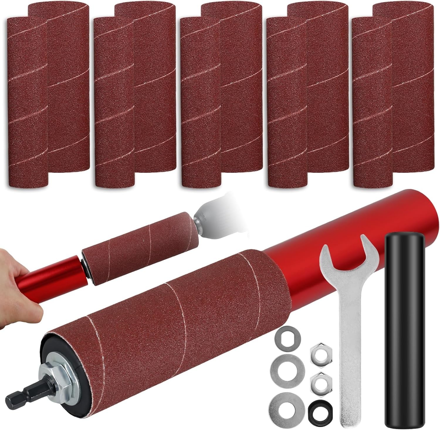 Drum Sander Set, Portable Rubber Sanding Drum Spindle Sander Adapter, Hand-Held