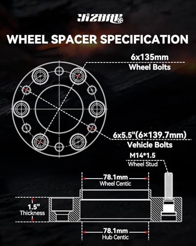 Wheel Adapters 6×5.5 to 6×135 for F150 Wheels on 6×5.5 to 6×135 (Hubcentric)