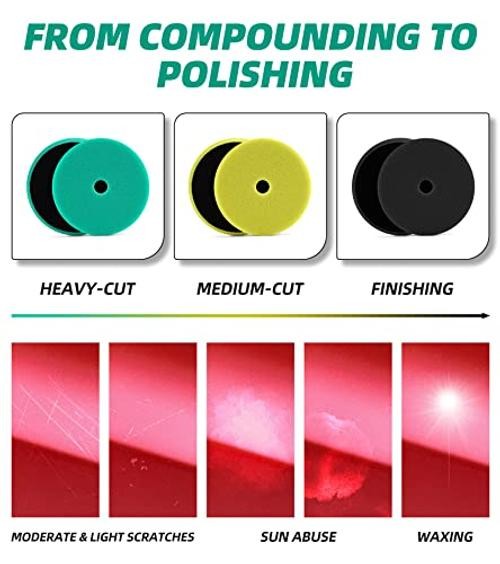 3pcs 5 inch Polishing Pads, 5” Track Buffer Pads Hook and Loop Buffing 5inch