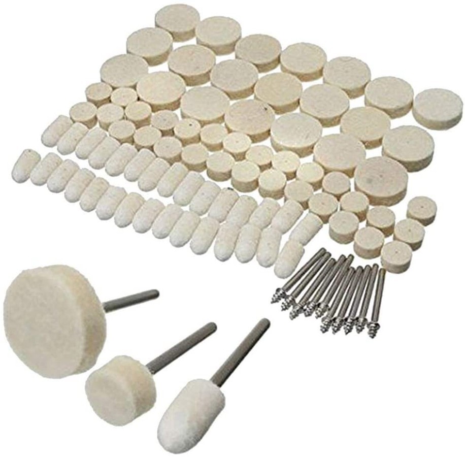 100 Pcs Wool Felt Buffing Polishing Pad Wheel Cone Tips For Grinder Dremel A972
