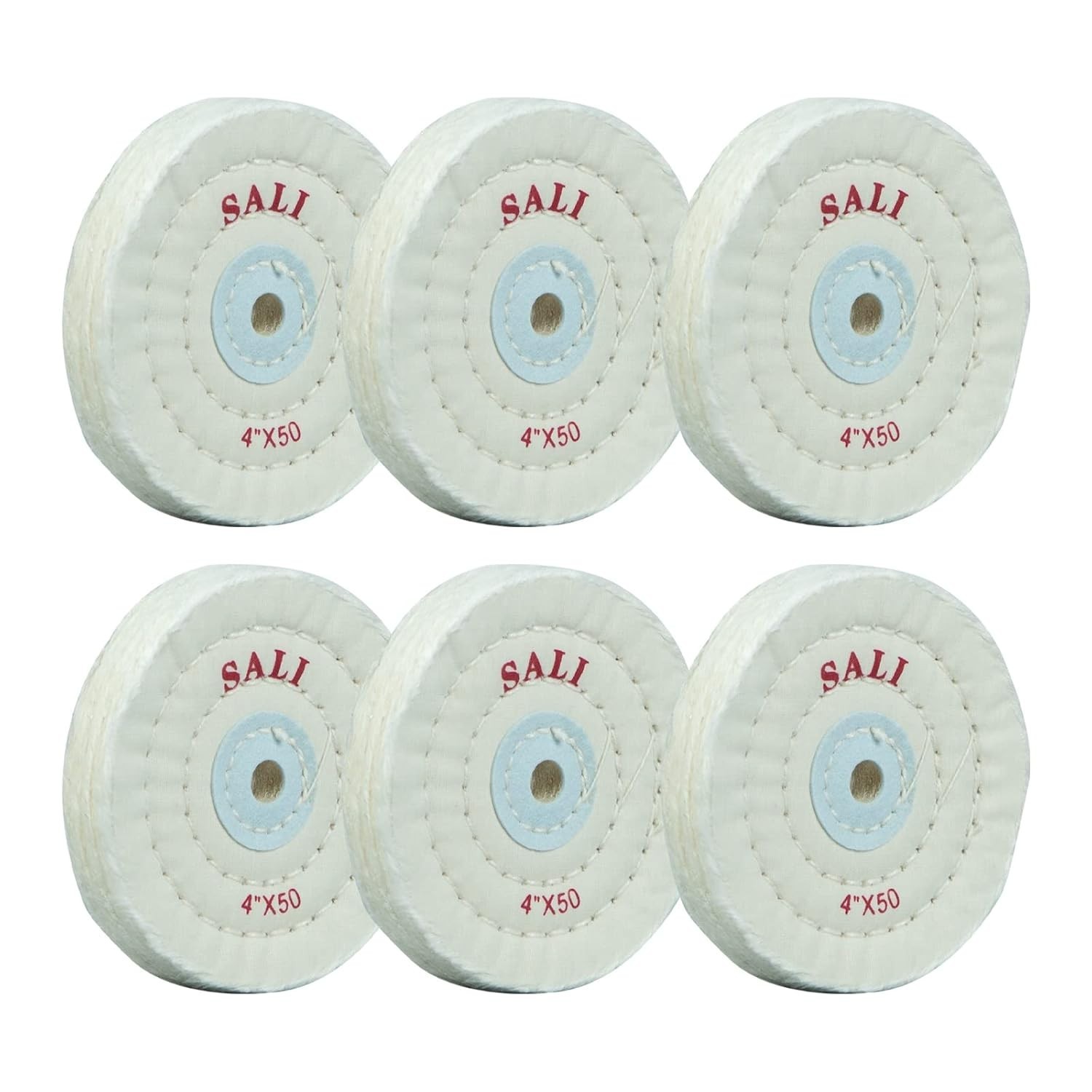 6 Pack Polishing Wheel for Bench Grinder Buffing Wheel 4 Inch White Cotton (50 P