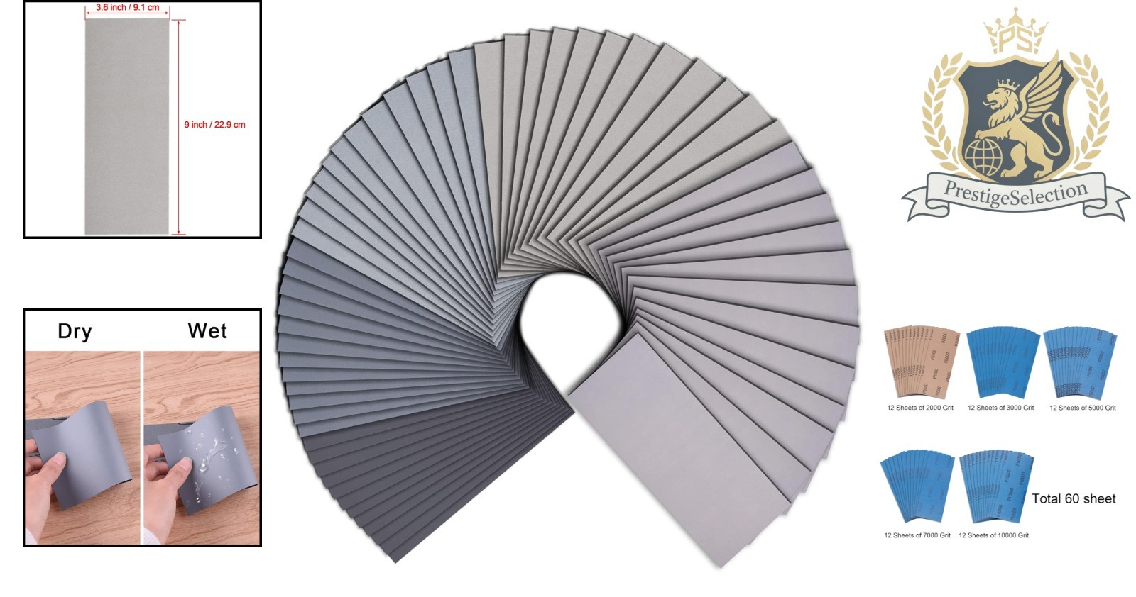 Versatile 60-Piece Sandpaper Assortment for Automotive & Wood Finishing