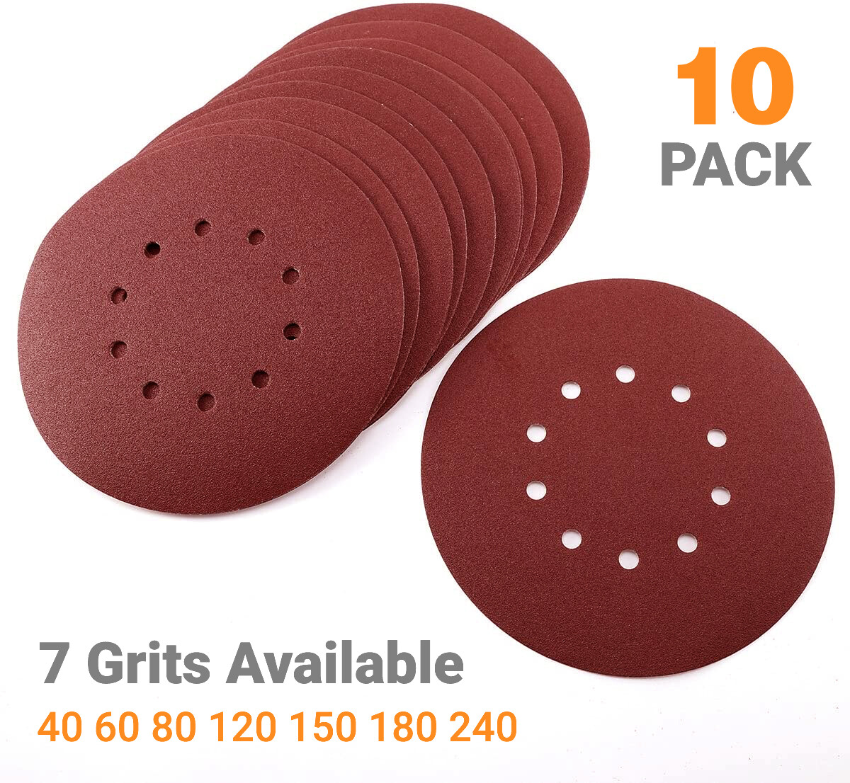 9″ 10-Hole Hook-and-Loop Sanding Discs for Drywall Sander #40 60 80 120 150 240