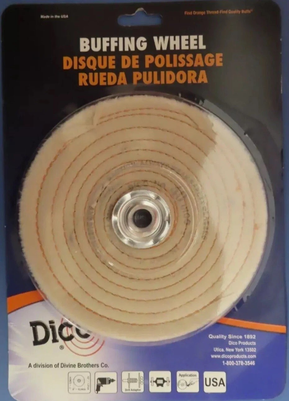 Dico Spiral Sewn 6″ Diameter .5 inches Thick Buffing Wheel 1/2″ arbor 527-40-6