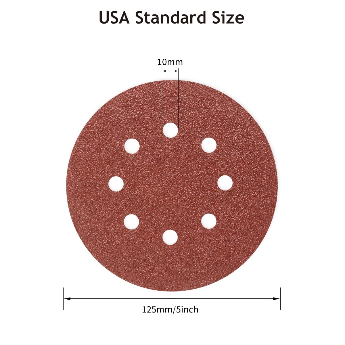 50 Pack 5″ 8 Hole Sanding Discs Hook and Loop Sandpaper Pads for Orbital Sander