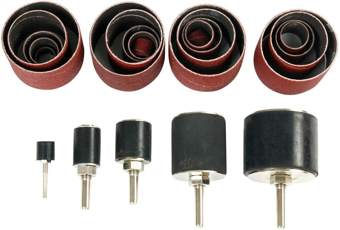 25 Pc Sanding Round Drum Set for Woodworking Drill Press Sander Sleeves Tool set