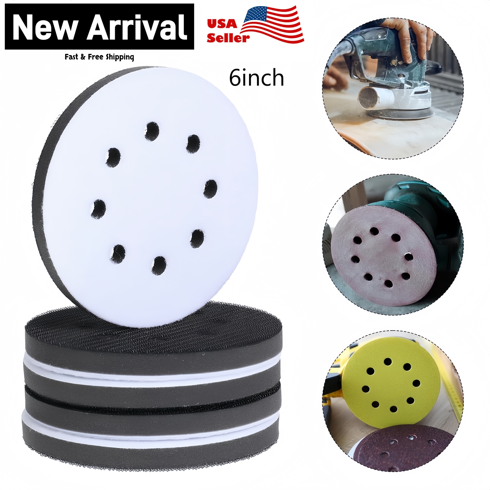 Soft Density Interface Pad 6″ Sponge Cushion Buffer Backing Pad Foam Sanding Pad