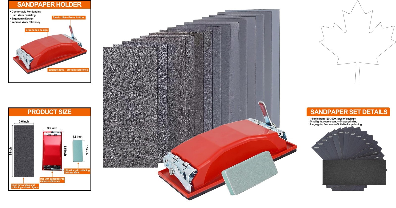 Ergonomic Wet & Dry Sandpaper Pack – 42 Sheets in Grits from 120 to 3000