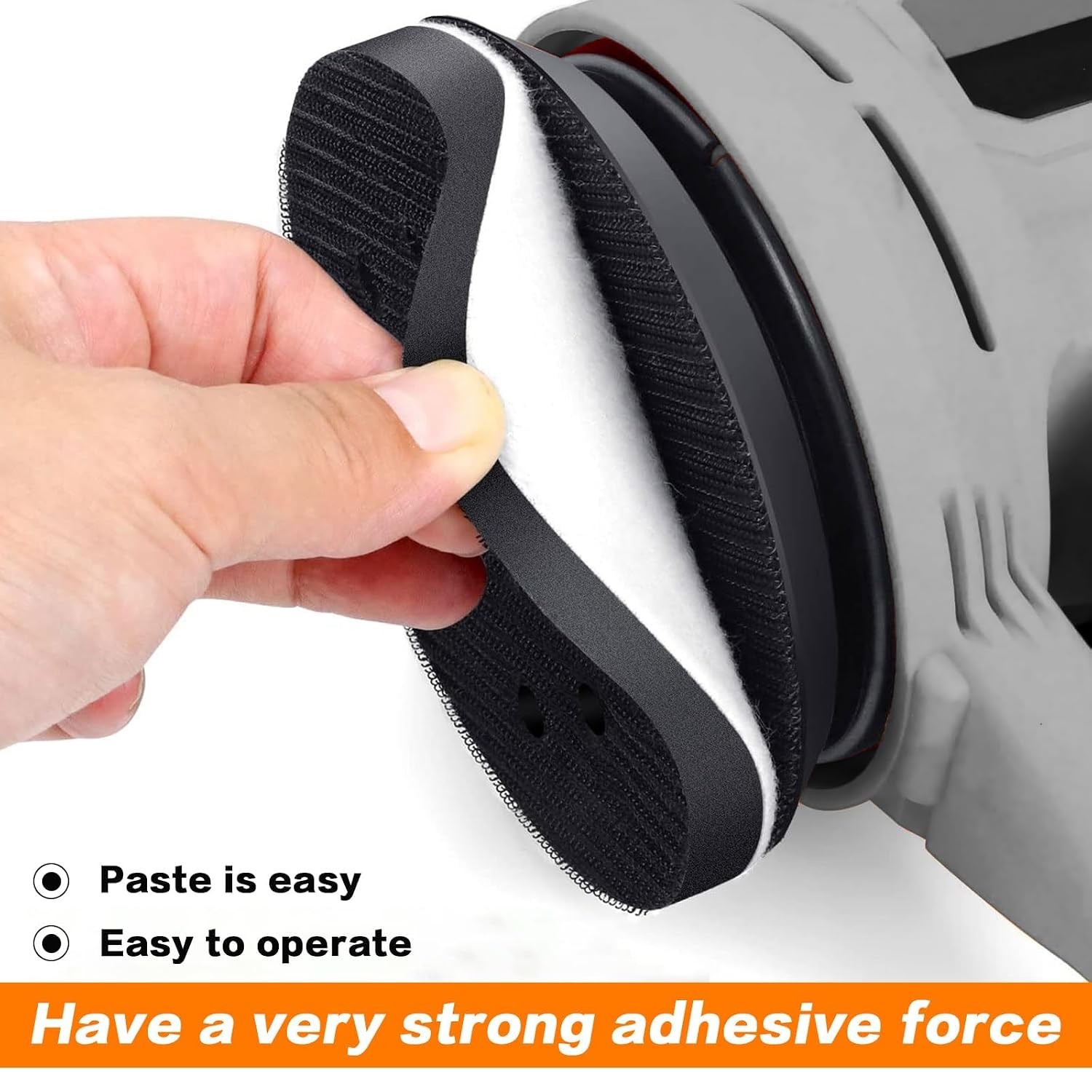 6 Pack 5 Inch 8 Hole Foam Sanding Pads, Soft Density Interface Pad, Hook and Loo