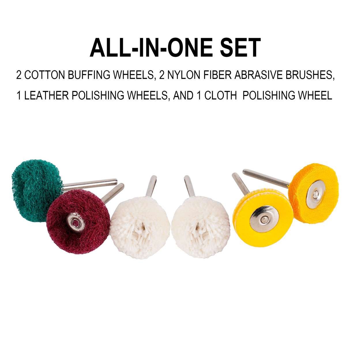 6pcs Abrasive Metal Polishing Buffing Wheel Burr Kit Set for Dremel Rotary Tool