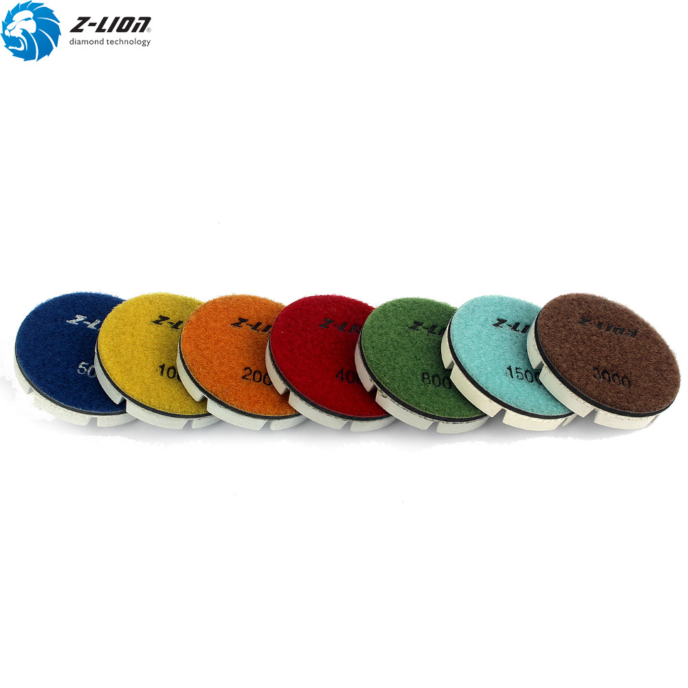 7Pcs Diamond Floor Polishing Pads 3” Grit 50-3000 for Concrete Grinding Discs
