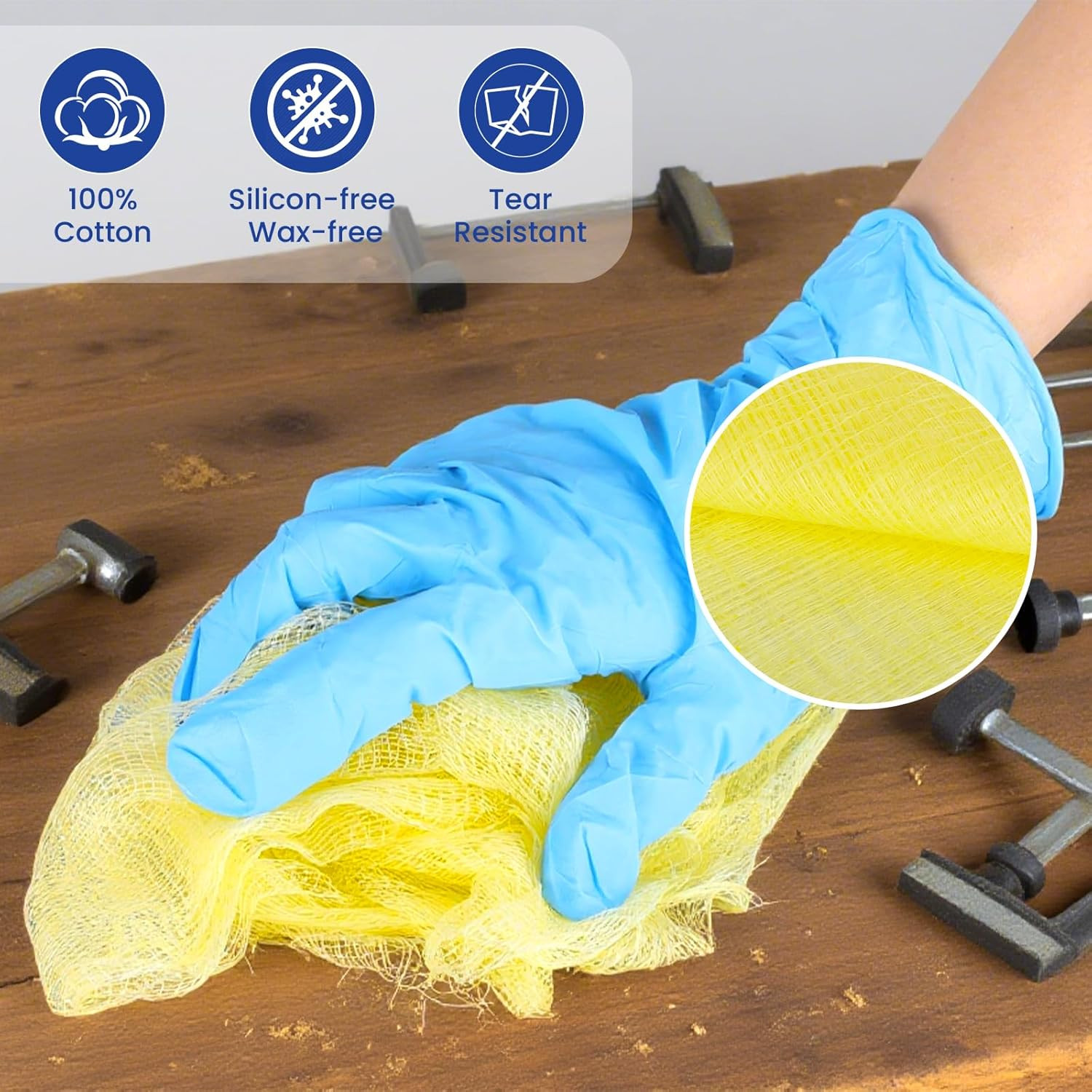 CAREGY 16Pcs Tack Cloth for Removing Dust from Woodworking, Sanding Particles, C