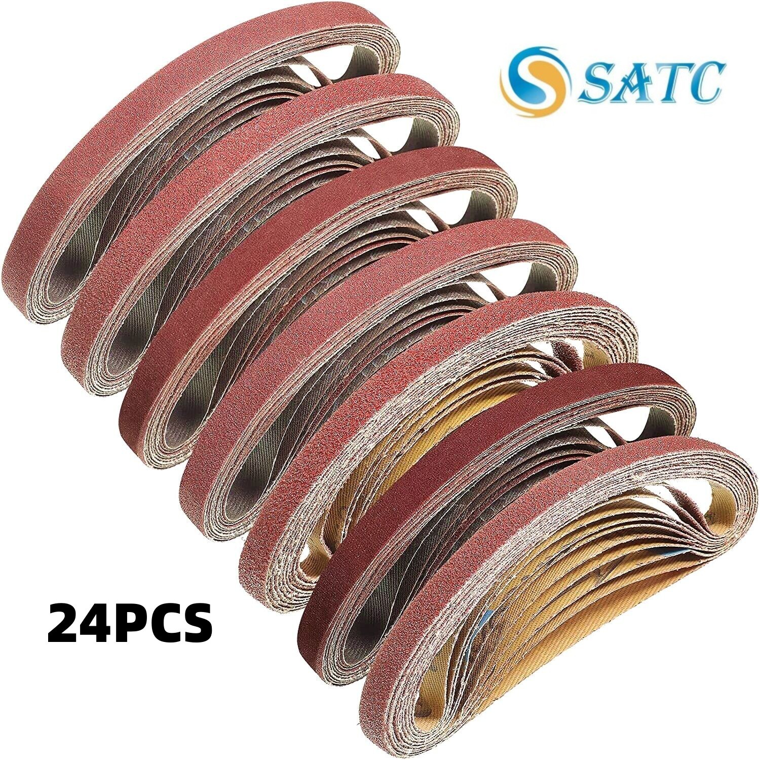 24PCS 1/2×18 in Air Belt Sander File Sanding Belts 40 60 80 120 180 240 Grit