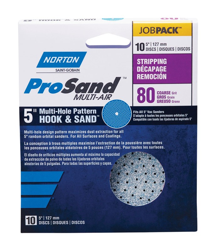 Norton 7660703223 80-Grit Ceramic Coarse Hook & Loop Sanding Disc 5 in.