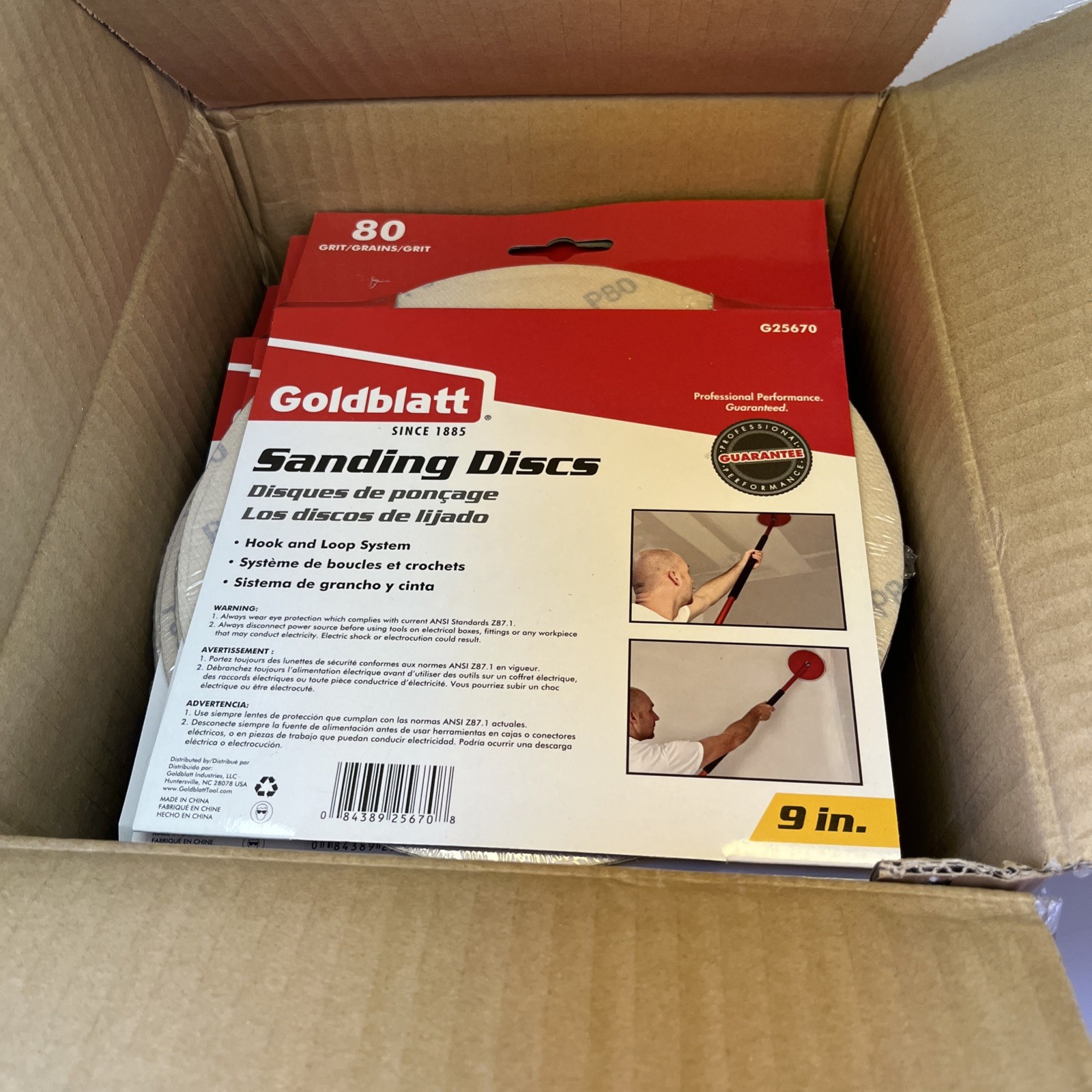 Goldblatt G25670 9 in. Sanding Disc 80 Grit Lot Of 60