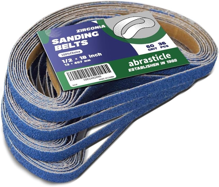 1/2″ X 18″ Sanding Belts for Metal, Zirconia Metal Grinding Assort Grits 36 PCS
