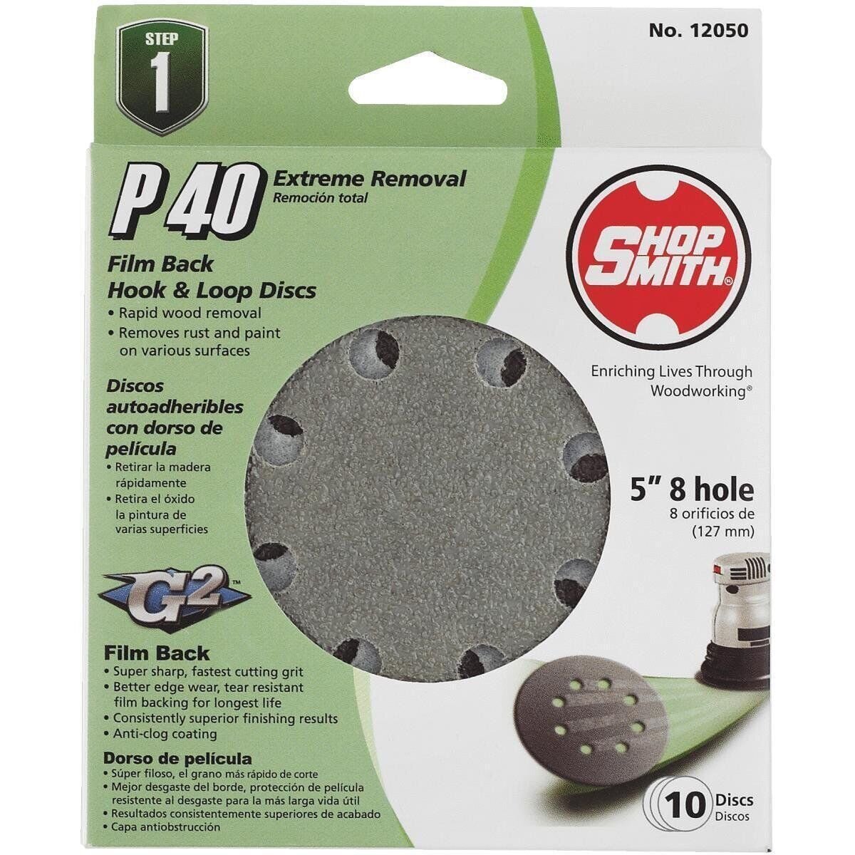 Shop Smith 10Pk 5″ 40G Sand Disc