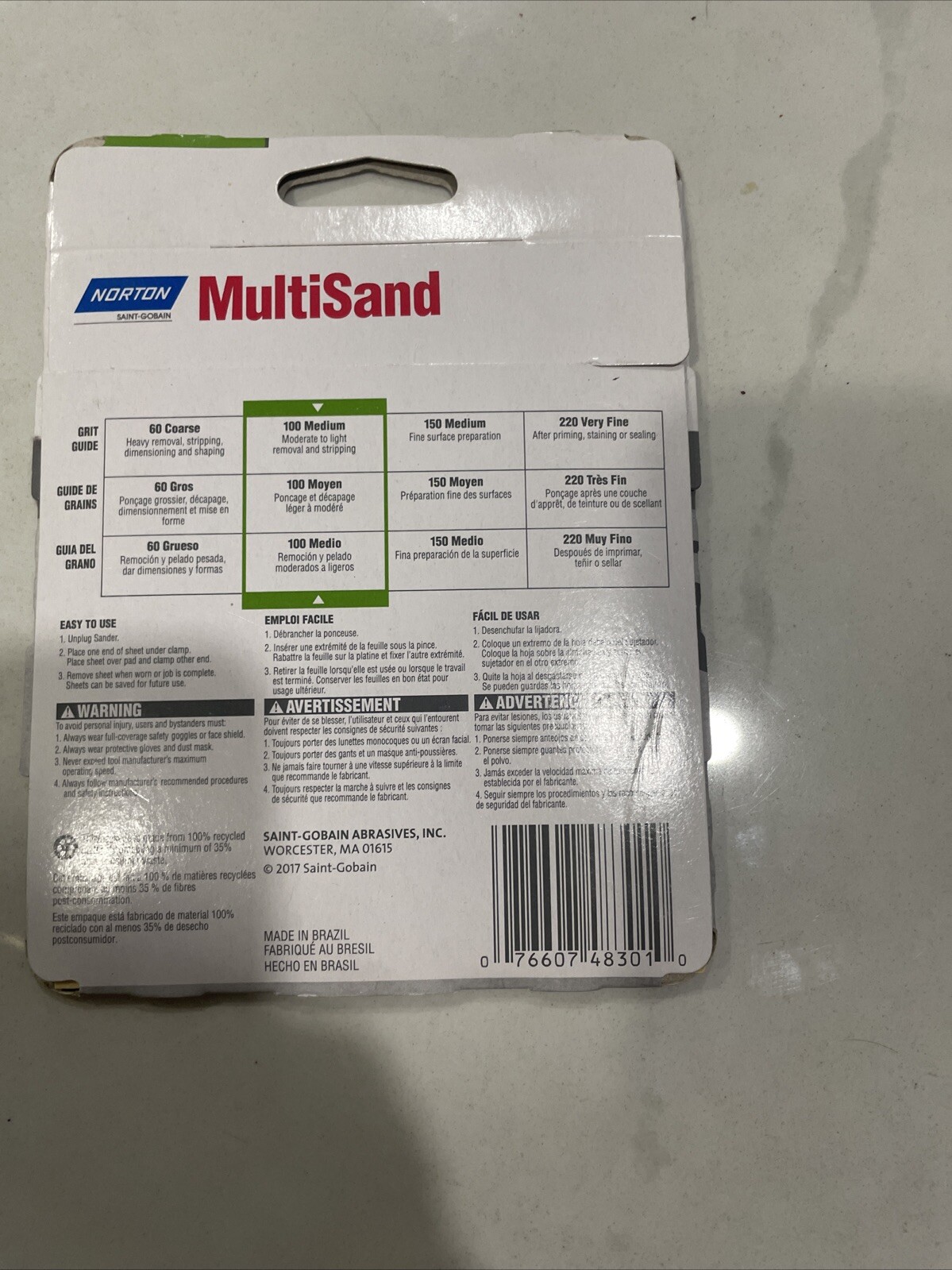 2 Pack Norton 07660748301 Multisand Sheet 4-1/2″x5-1/2″ 100 Grit Sandpaper