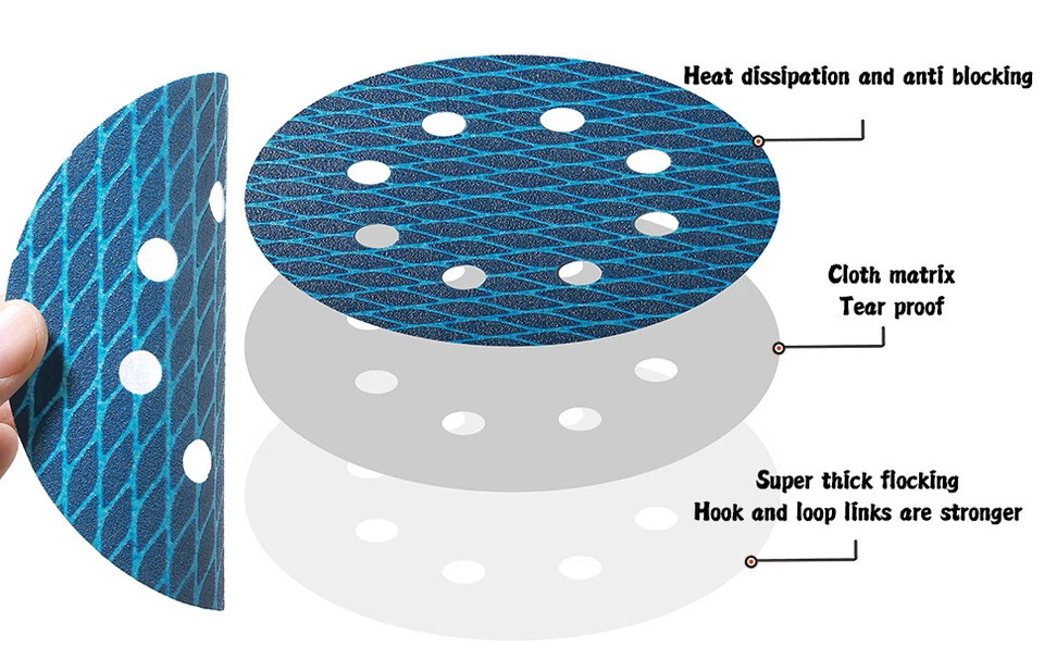 100PCS 5 Inch (125mm) Hook & Loop Orbitial Sandpapers, P80-600, Diamond Shape