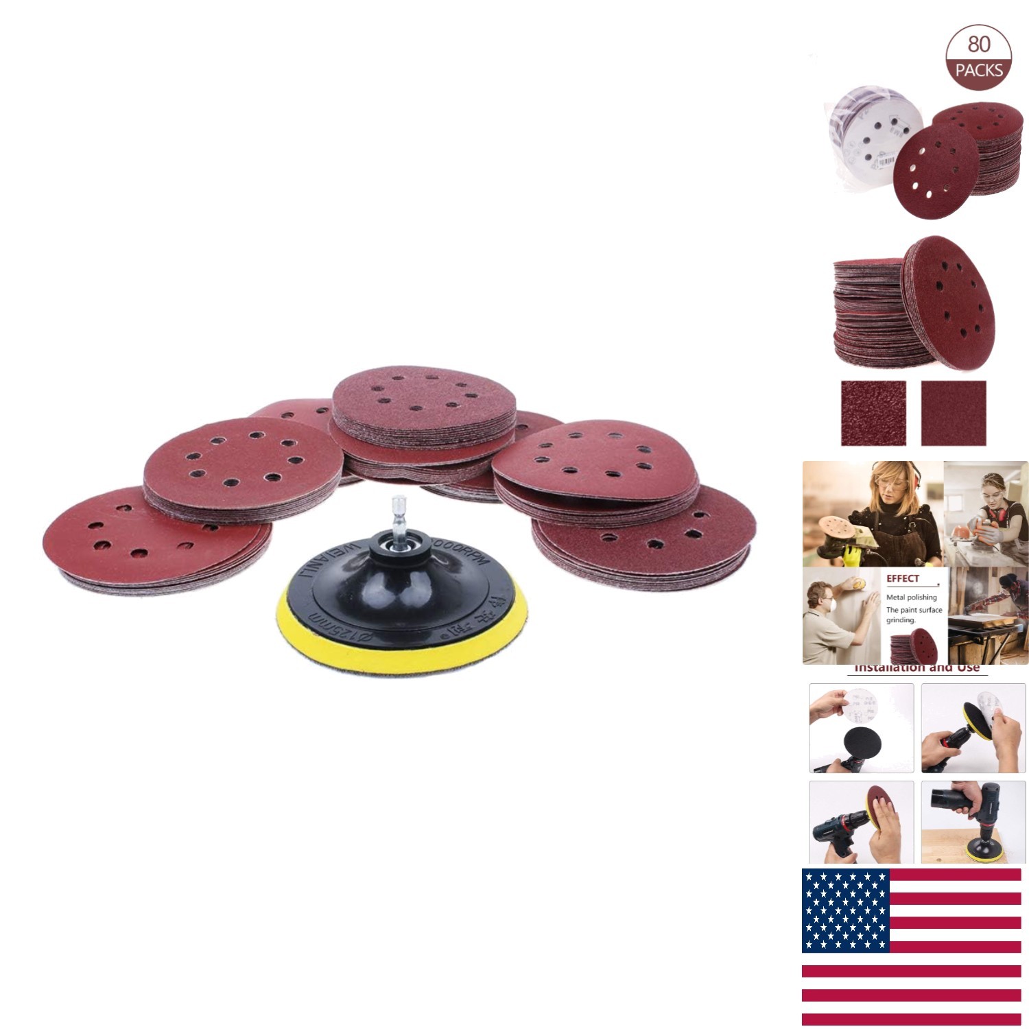 Mixed Grit Sanding Discs Set – 80 Count, 5 Inches for Diverse Polishing Needs