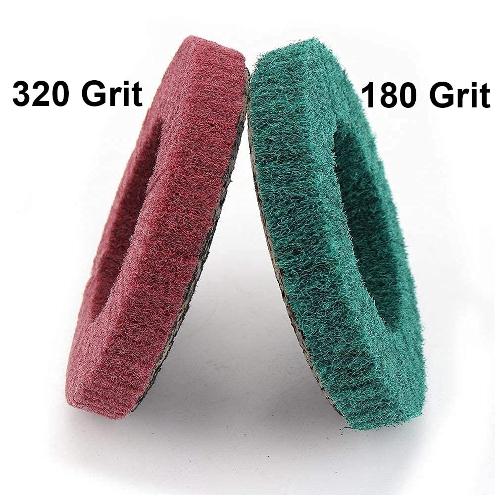 4.5″ Nylon Scour Flap Disc Set 180 & 320 Grit for Metal Wood Polishing (10pcs)