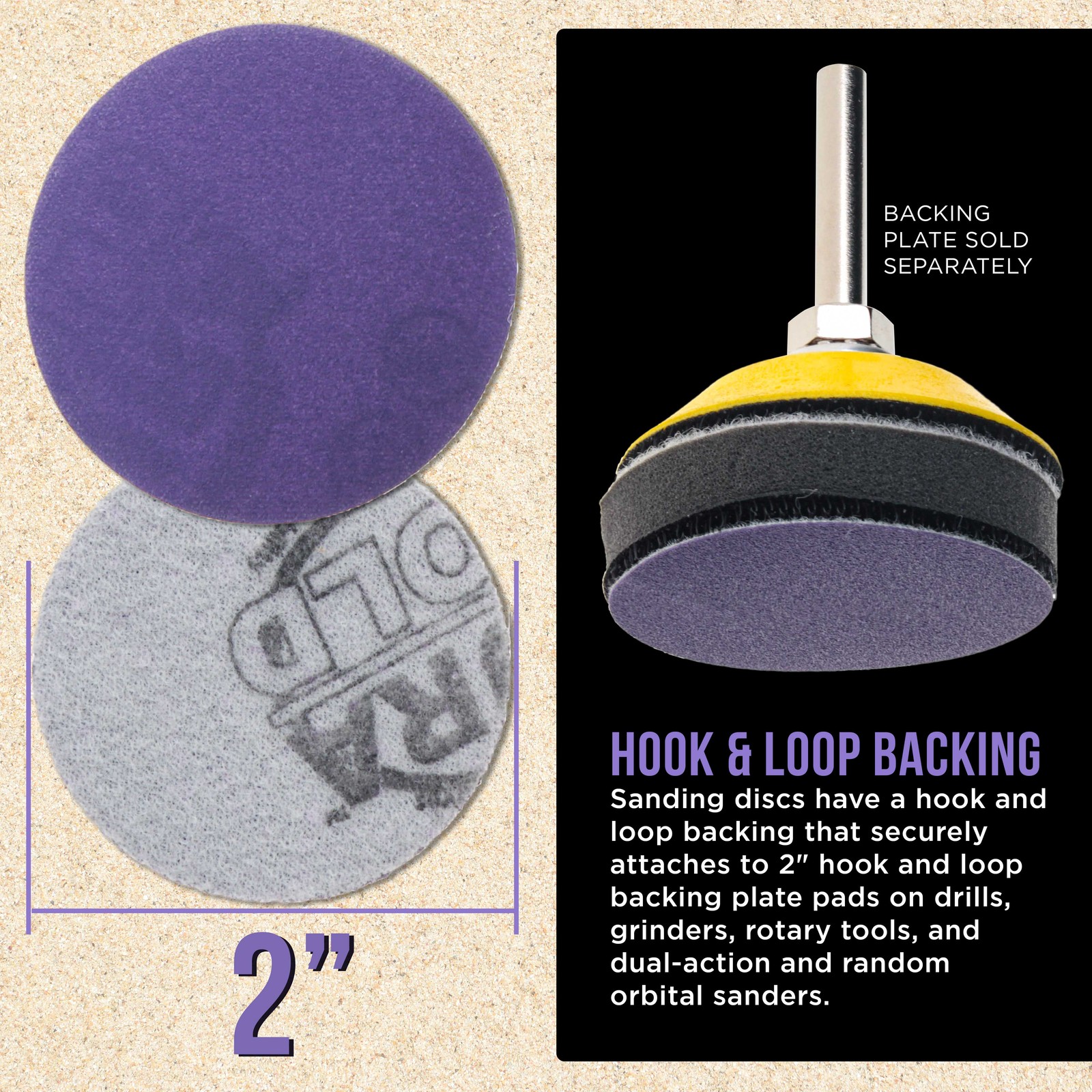 220 Grit 2″ Purple Ceramic Sanding Discs, Box of 30 – Hook & Loop Sandpaper