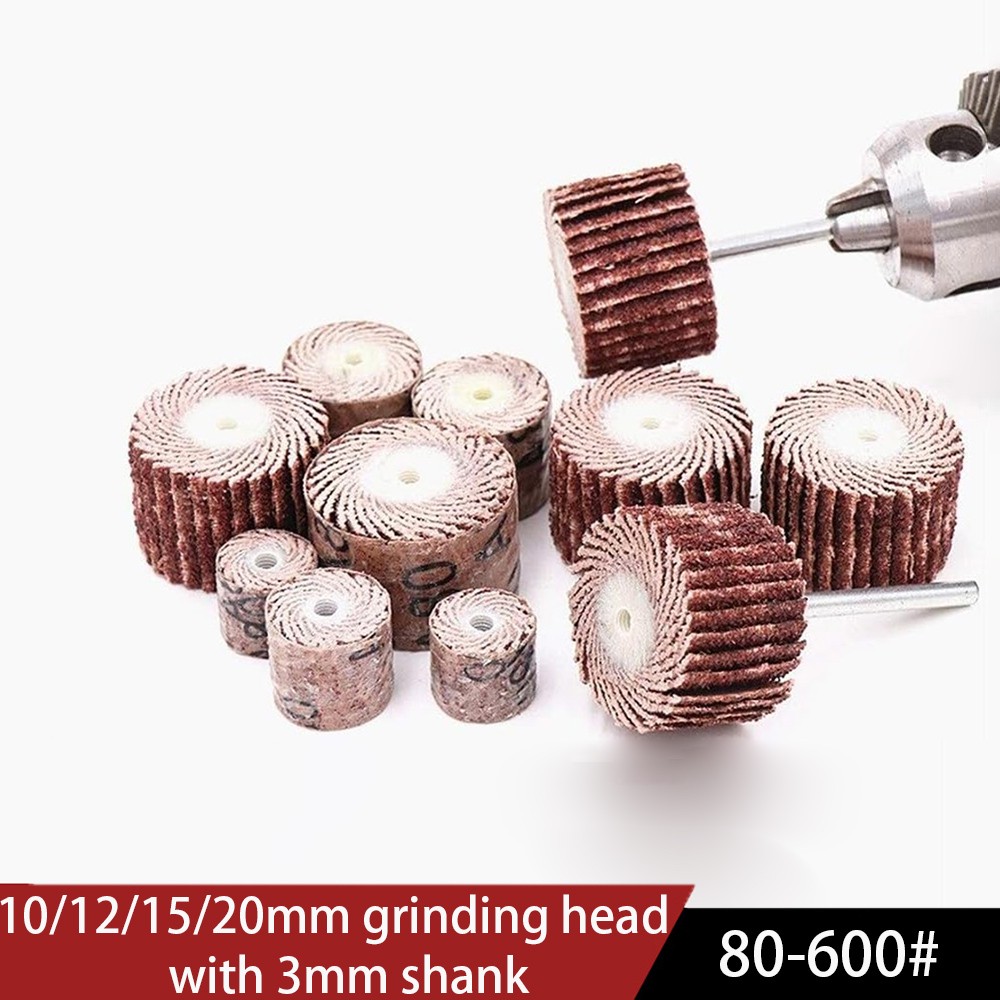 Polishing Wheel 3mm Handle 10/12/15/20 Diameter Louver Grinding Head 80-600 Grit