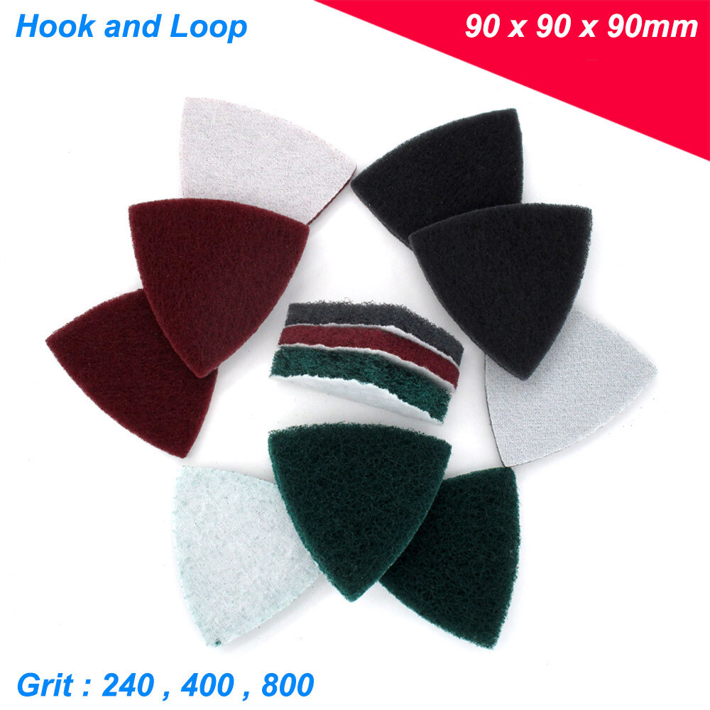 Triangle Scouring Pads 90x90x90mm Hook and Loop Cleaning Scrubber Grit 240-800