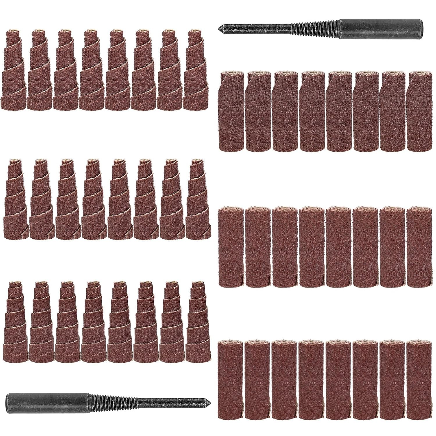 NuoDunco 50Pcs 1-1/2″ Sanding Rolls with 1/4″ Shank Mandrel, 80/100/120/240 G…
